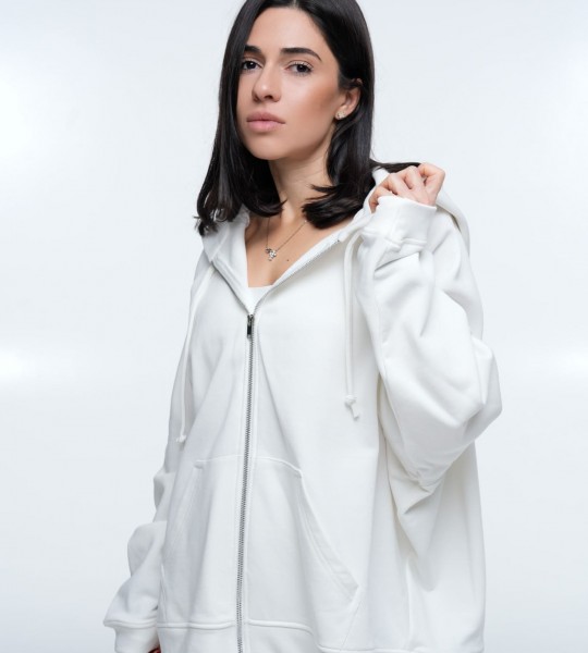 Худі на блискавці Hoodie Zip White | Showroom By Nona — зображення 2