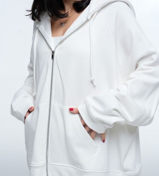Худі на блискавці Hoodie Zip White | Showroom By Nona — зображення 5
