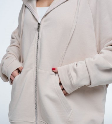 Худі на блискавці Hoodie Zip Beige | Showroom By Nona — зображення 5