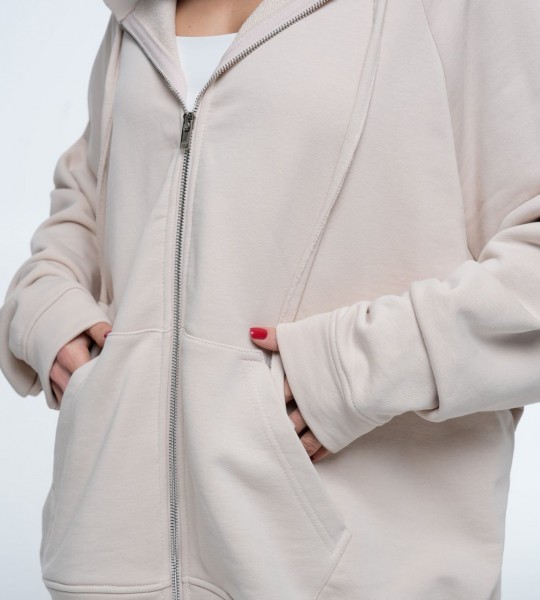 Худі на блискавці Hoodie Zip Beige | Showroom By Nona — зображення 5 Худі на блискавці Hoodie Zip Beige | Showroom By Nona — зображення 5