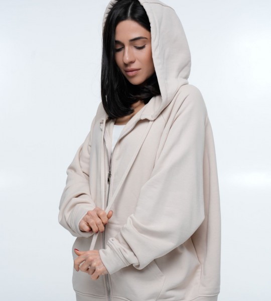 Худі на блискавці Hoodie Zip Beige | Showroom By Nona — зображення 3 Худі на блискавці Hoodie Zip Beige | Showroom By Nona — зображення 3