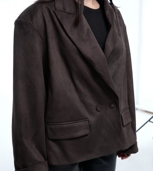 Блейзер Suede Oversize Milano Chocolate | Showroom By Nona — зображення 5