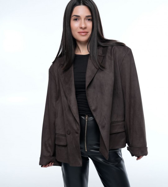 Блейзер Suede Oversize Milano Chocolate | Showroom By Nona — зображення 2