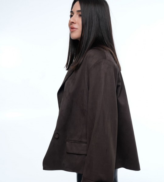Блейзер Suede Oversize Milano Chocolate | Showroom By Nona — зображення 3