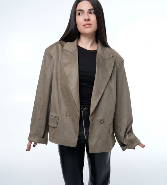 Блейзер Suede Oversize Milano Olive | Showroom By Nona — зображення 2 Блейзер Suede Oversize Milano Olive | Showroom By Nona — зображення 2