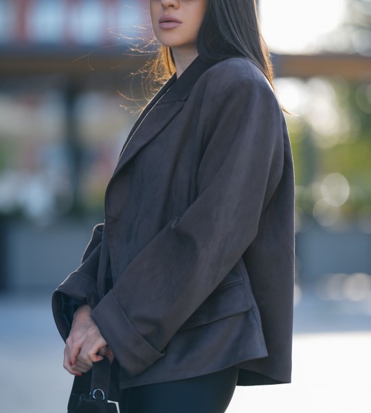 Блейзер Suede Oversize Milano Chocolate | Showroom By Nona — зображення 2 Блейзер Suede Oversize Milano Chocolate | Showroom By Nona — зображення 2