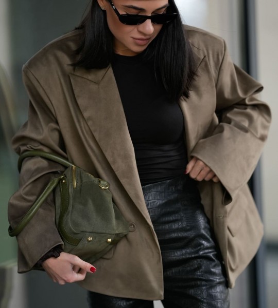 Блейзер Suede Oversize Milano Olive | Showroom By Nona — зображення 6