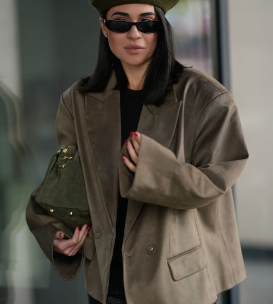 Блейзер Suede Oversize Milano Olive | Showroom By Nona — зображення 2