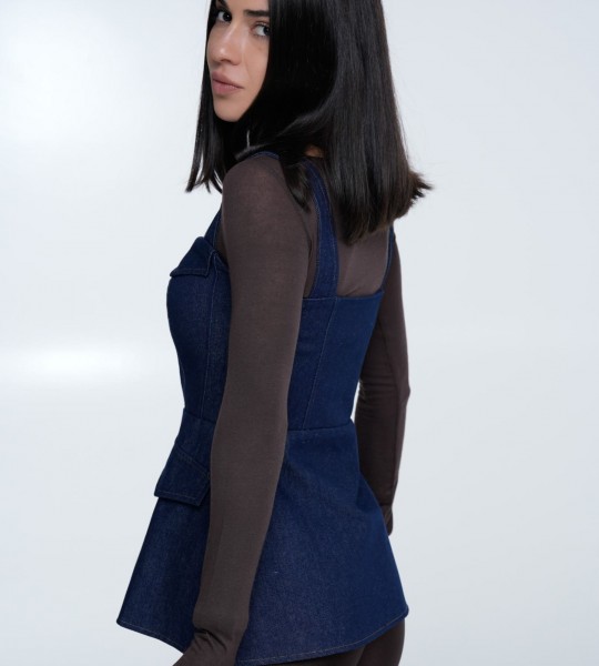 Корсет Denim Structure Deep Blue | Showroom By Nona — зображення 4