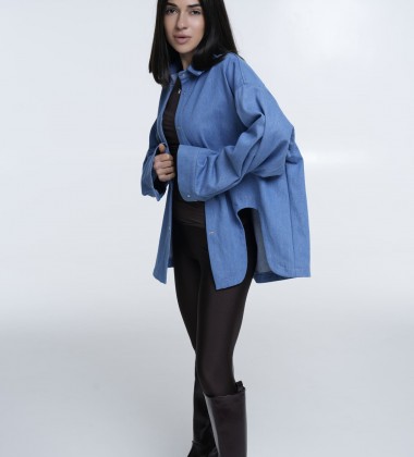 Сорочка Left Cut Denim Синя | Showroom By Nona — зображення 4 Сорочка Left Cut Denim Синя | Showroom By Nona — зображення 4