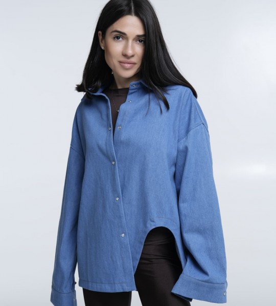 Сорочка Left Cut Denim Синя | Showroom By Nona — зображення 5