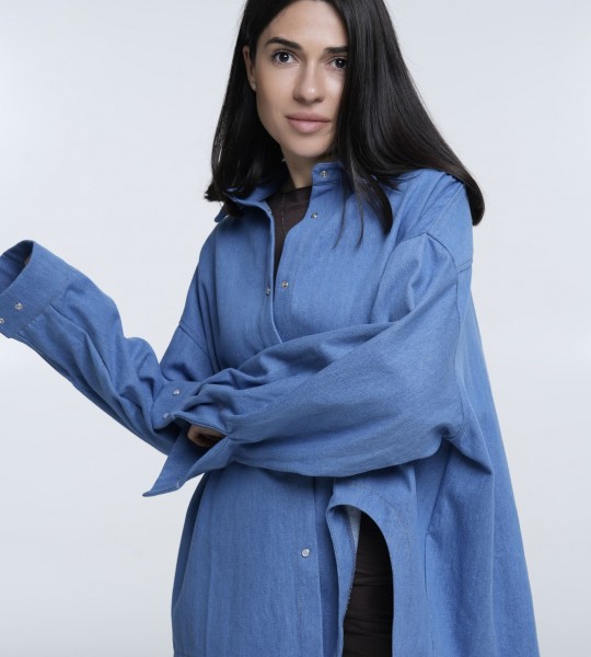 Сорочка Left Cut Denim Синя | Showroom By Nona — зображення 6