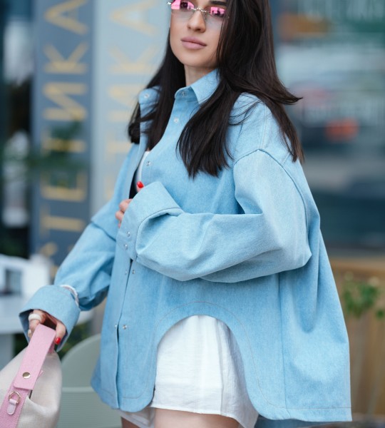 Сорочка Left Cut Denim Блакитна | Showroom By Nona — зображення 2