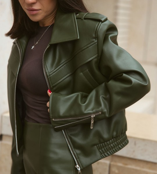 Куртка Moto Line Olive | Showroom By Nona — зображення 5 Куртка Moto Line Olive | Showroom By Nona — зображення 5