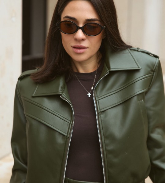 Куртка Moto Line Olive | Showroom By Nona — зображення 6 Куртка Moto Line Olive | Showroom By Nona — зображення 6