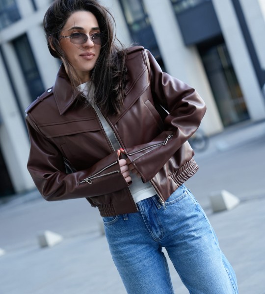 Куртка Axis Leather Touch Шоколадна