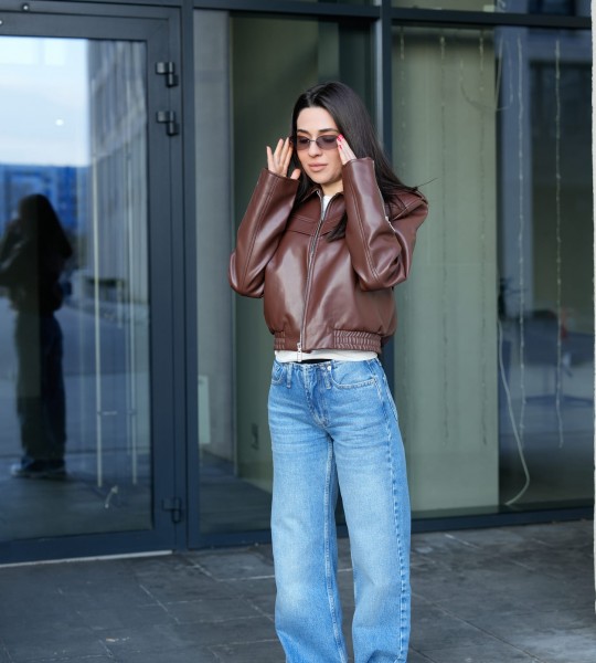 Куртка Axis Leather Touch Шоколадна | Showroom By Nona — зображення 8