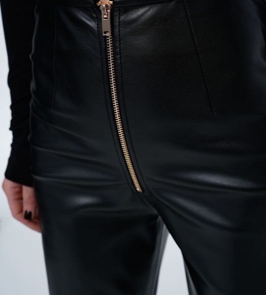 Штани Leather Sculpt Zip Black | Showroom By Nona — зображення 4