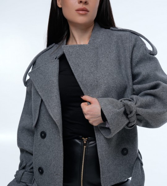 Жакет Cropped Trench Wool Blend Grey | Showroom By Nona — зображення 2