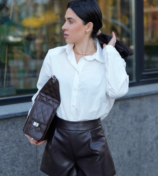 Шорти Signature Leather Шоколад | Showroom By Nona — зображення 6