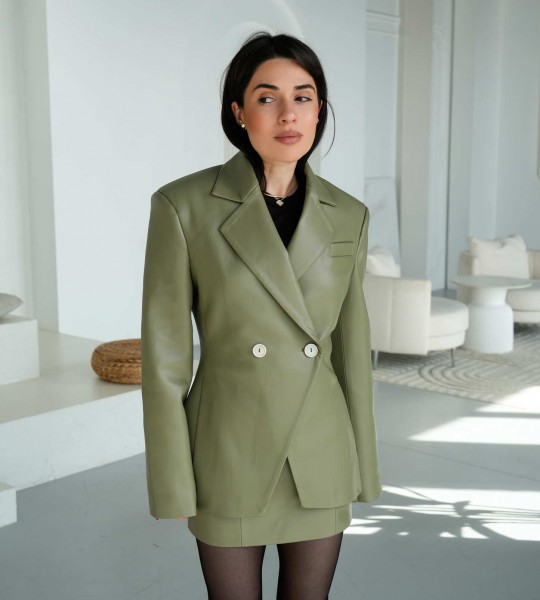Жакет Signature Leather Form Оливка | Showroom By Nona — зображення 2