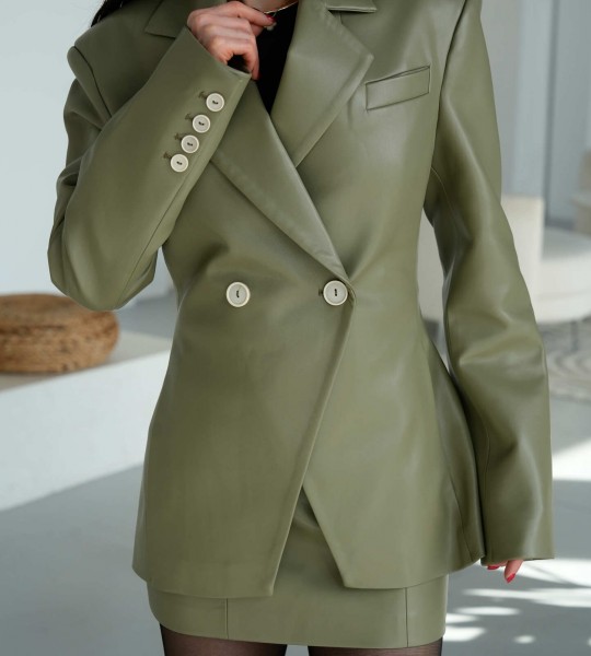 Жакет Signature Leather Form Оливка | Showroom By Nona — зображення 3