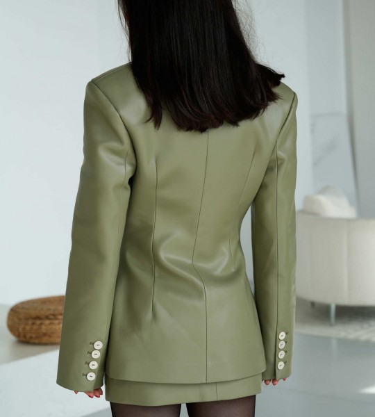Жакет Signature Leather Form Оливка | Showroom By Nona — зображення 4