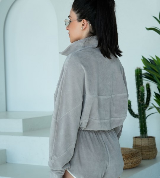 Костюм Velour Ease Set Сірий | Showroom By Nona — зображення 3