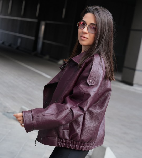 Куртка Urban Edge Leather Бордова | Showroom By Nona — зображення 2