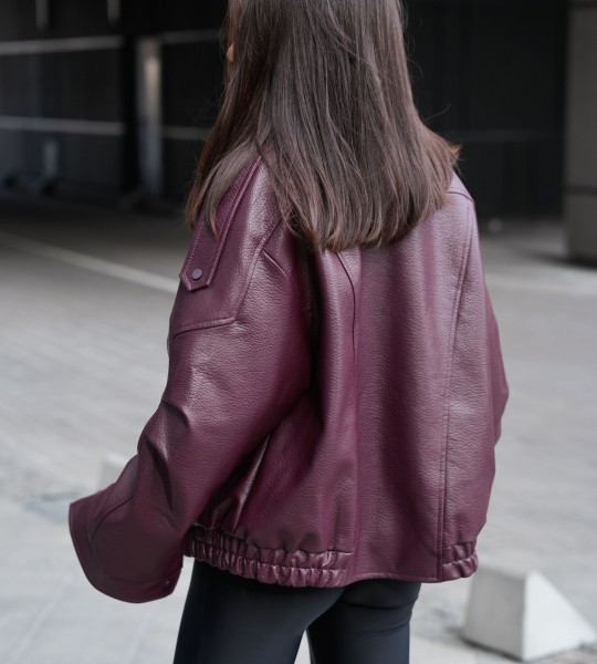 Куртка Urban Edge Leather Бордова | Showroom By Nona — зображення 4