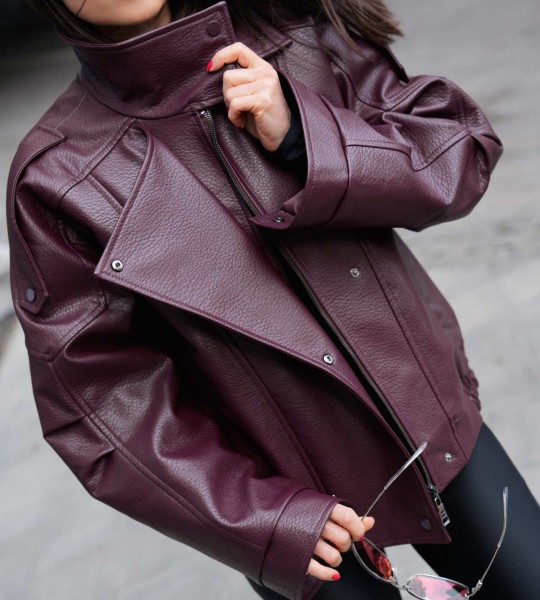 Куртка Urban Edge Leather Бордова | Showroom By Nona — зображення 8