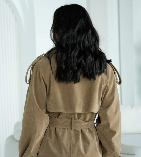 Тренч Suede Flow Оливка | Showroom By Nona — зображення 4