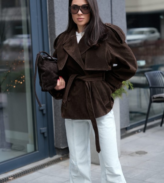 Жакет Suede Flow Шоколад | Showroom By Nona — зображення 5