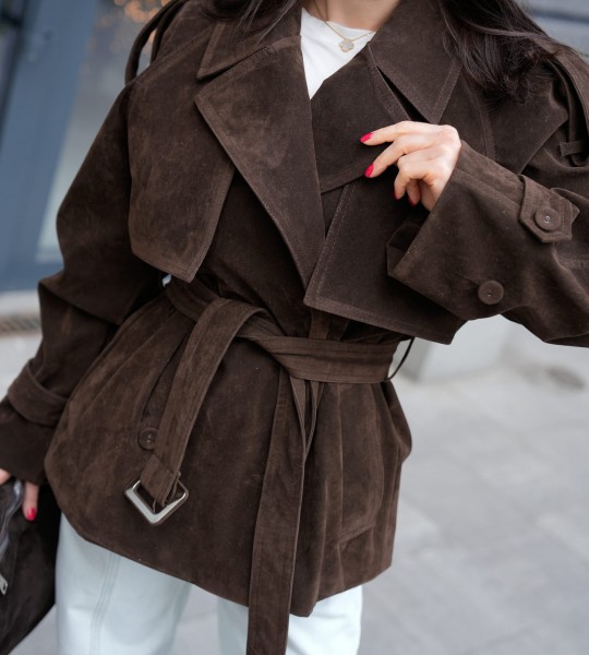 Жакет Suede Flow Шоколад | Showroom By Nona — зображення 2