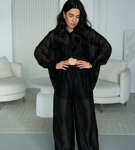 Штани Fluid Veil Чорні | Showroom By Nona — зображення 3