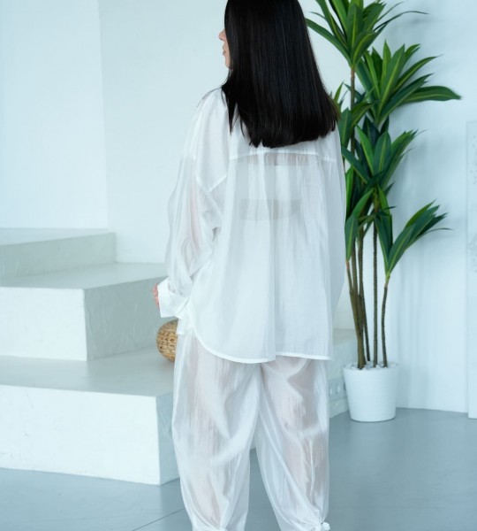 Штани Fluid Veil Білі | Showroom By Nona — зображення 3
