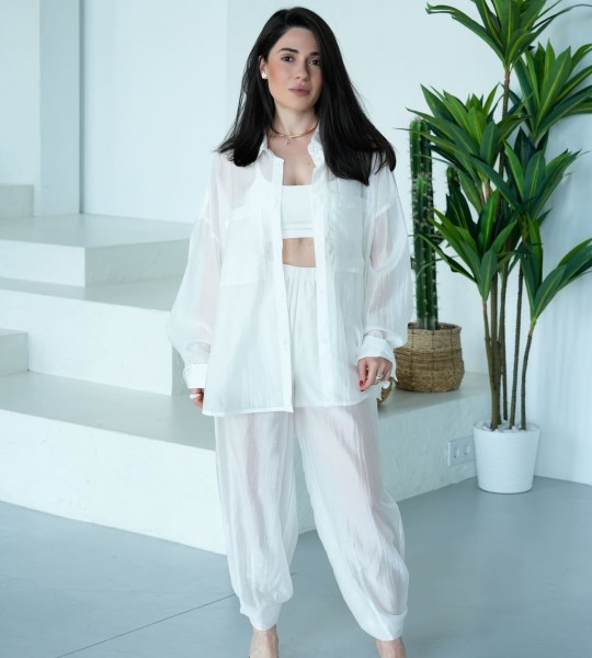 Штани Fluid Veil Білі | Showroom By Nona — зображення 4
