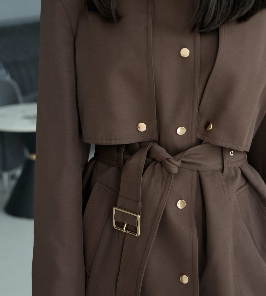 Тренч Belted Form Шоколад | Showroom By Nona — зображення 4