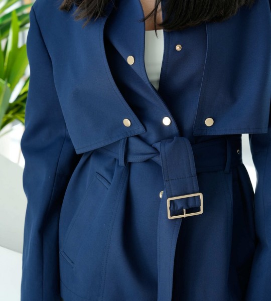 Тренч Belted Form Синій | Showroom By Nona — зображення 3